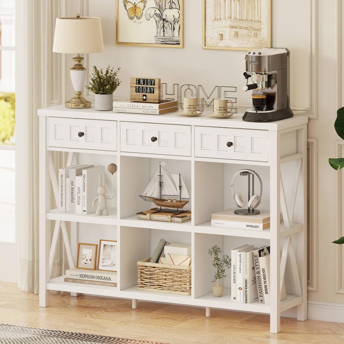 カナリア　棚 Amazon.com: FATORRI 6 Cube Storage Bookshelf with 3 Drawers