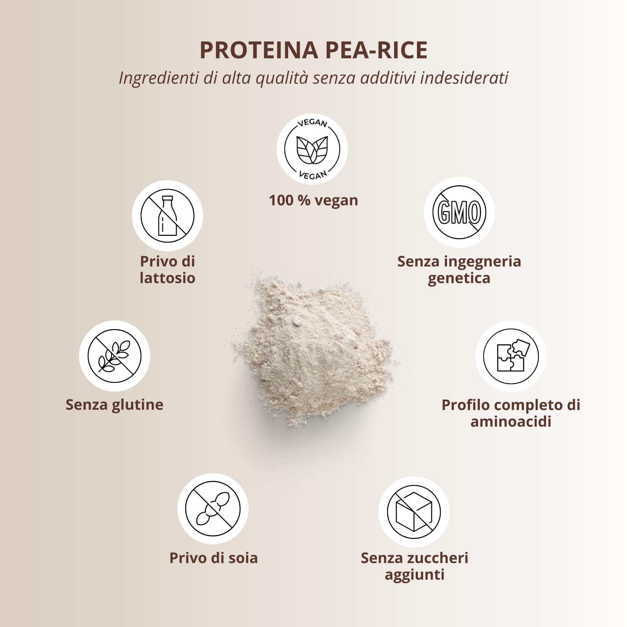 Proteine del Pisello + Riso neutre 1 kg - Proteina vegana in Polvere senza Soia, Zucchero, Lattosio o Edulcorante, Sucralosio - Natural Protein 1000 g - 77% Contenuto proteico