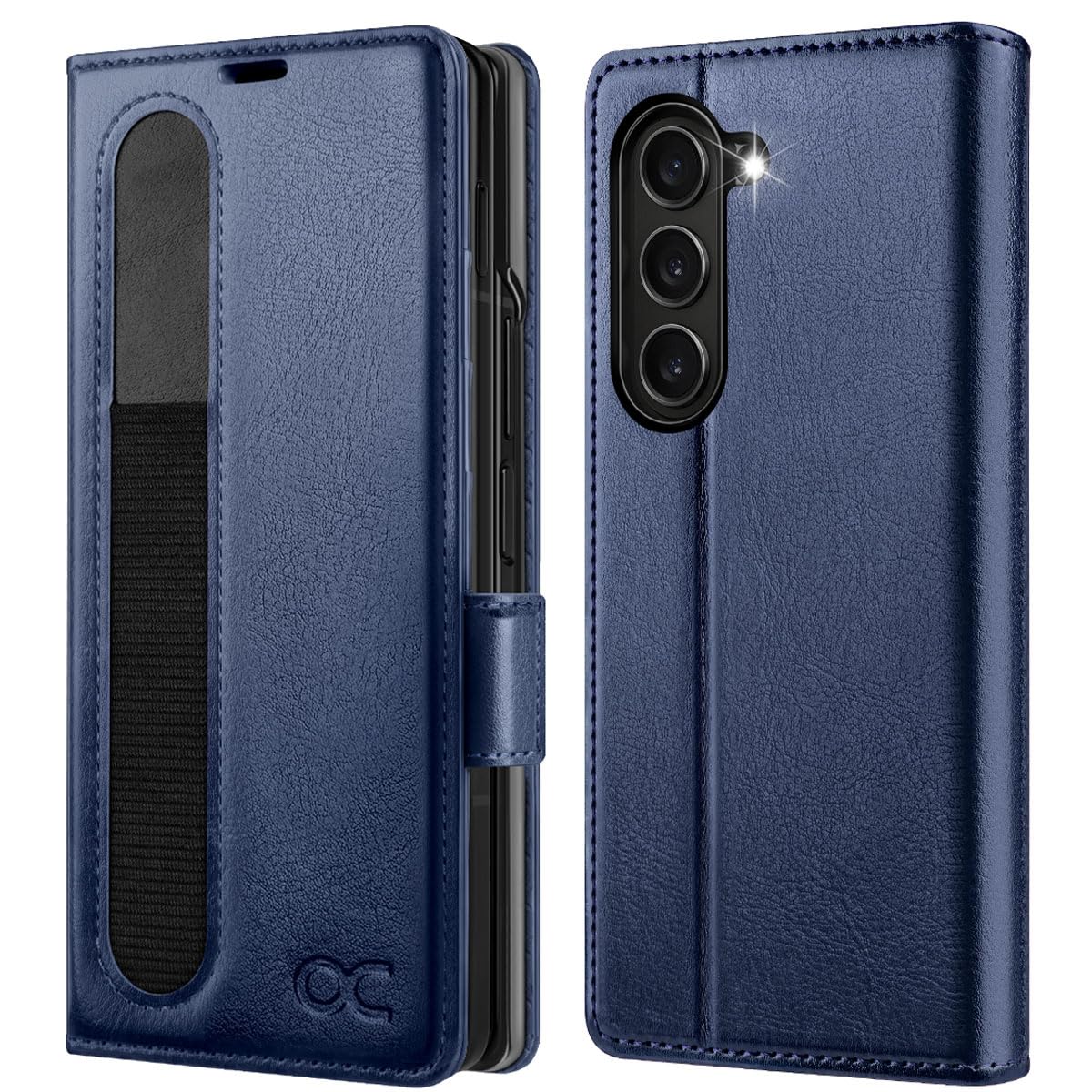 OCASE für Samsung Galaxy Hülle Z Fold 6 5G Handyhülle [Standfunktion] [Premium PU Leder] [Kartenfach] Cover RFID Schutzhülle Etui Z Fold6 Blau