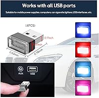 Vista 13 de 4 lámparas LED USB para el interior del automóvil, mini luz nocturna LED portátil, kit de iluminación ambiental de interfaz USB enchufable
