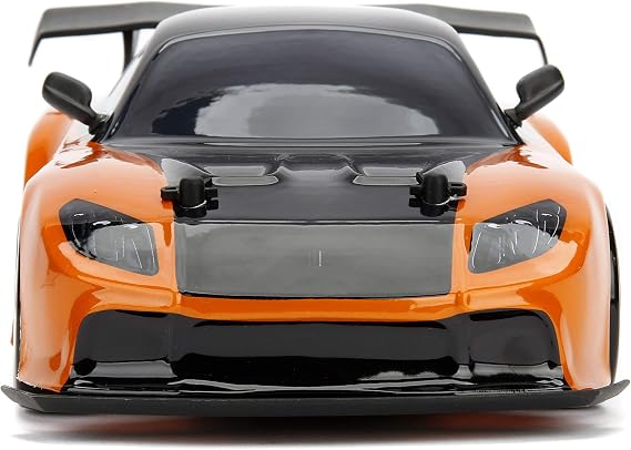 Jada Toys Fast & Furious Hans Mazda RX-7 Drift RC Car, 1: 10 Scale 2.4Ghz Remote Control Orange & Black, Ready to Run, USB Charging (Standard) (99700)