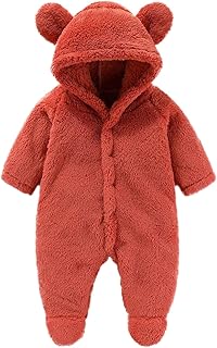 Traje de nieve de forro polar para bebé recién nacido, dibujos animados, ropa cálida con capucha para niñas y niños