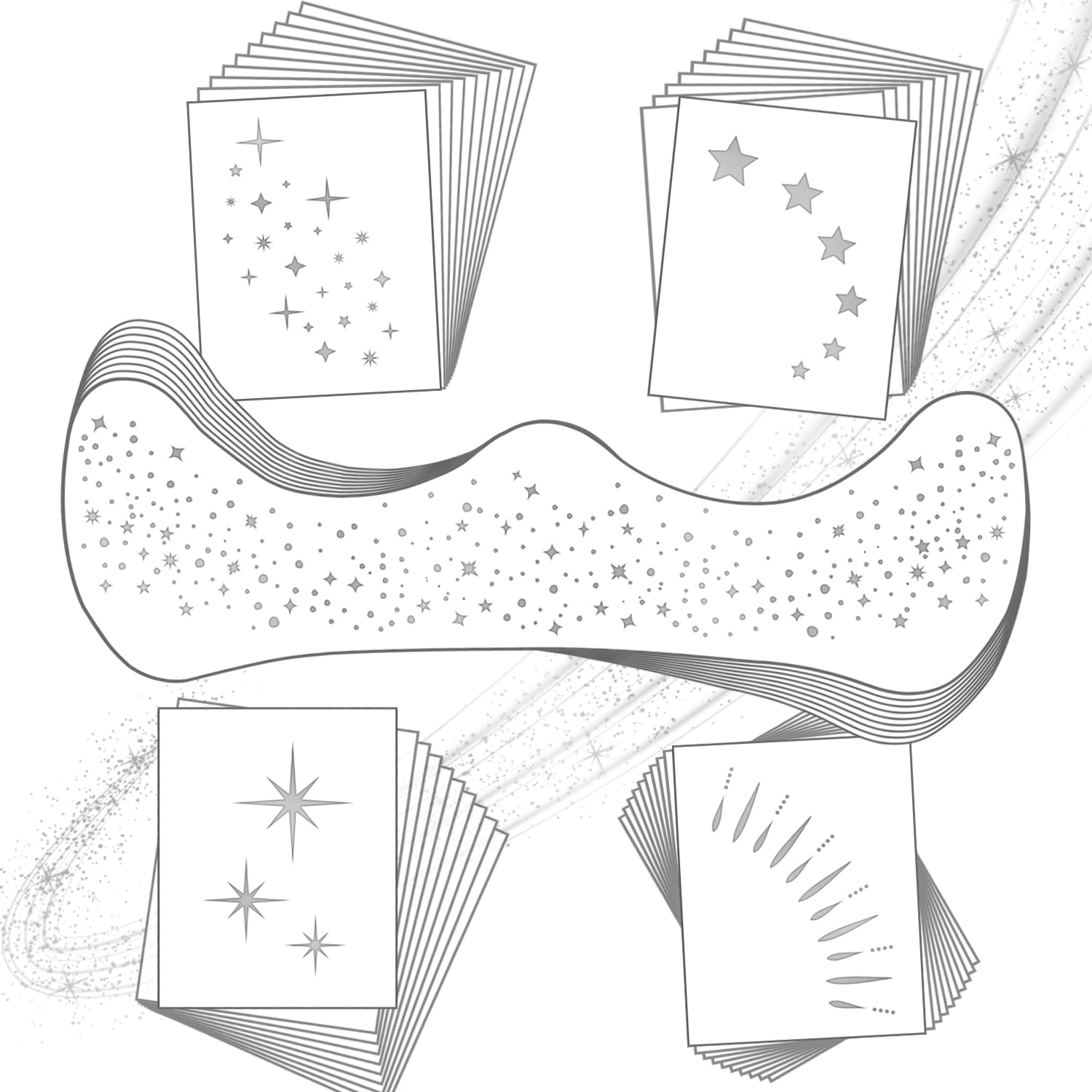 20 Pcs Face Makeup Patches, Glitter Freckles Face Tattoo for Teenagers & Young Women, Sparkle Freckles Makeup Patches, Waterproof Face Glitter Freckles for Christmas (Silver) 20Pcs Silver