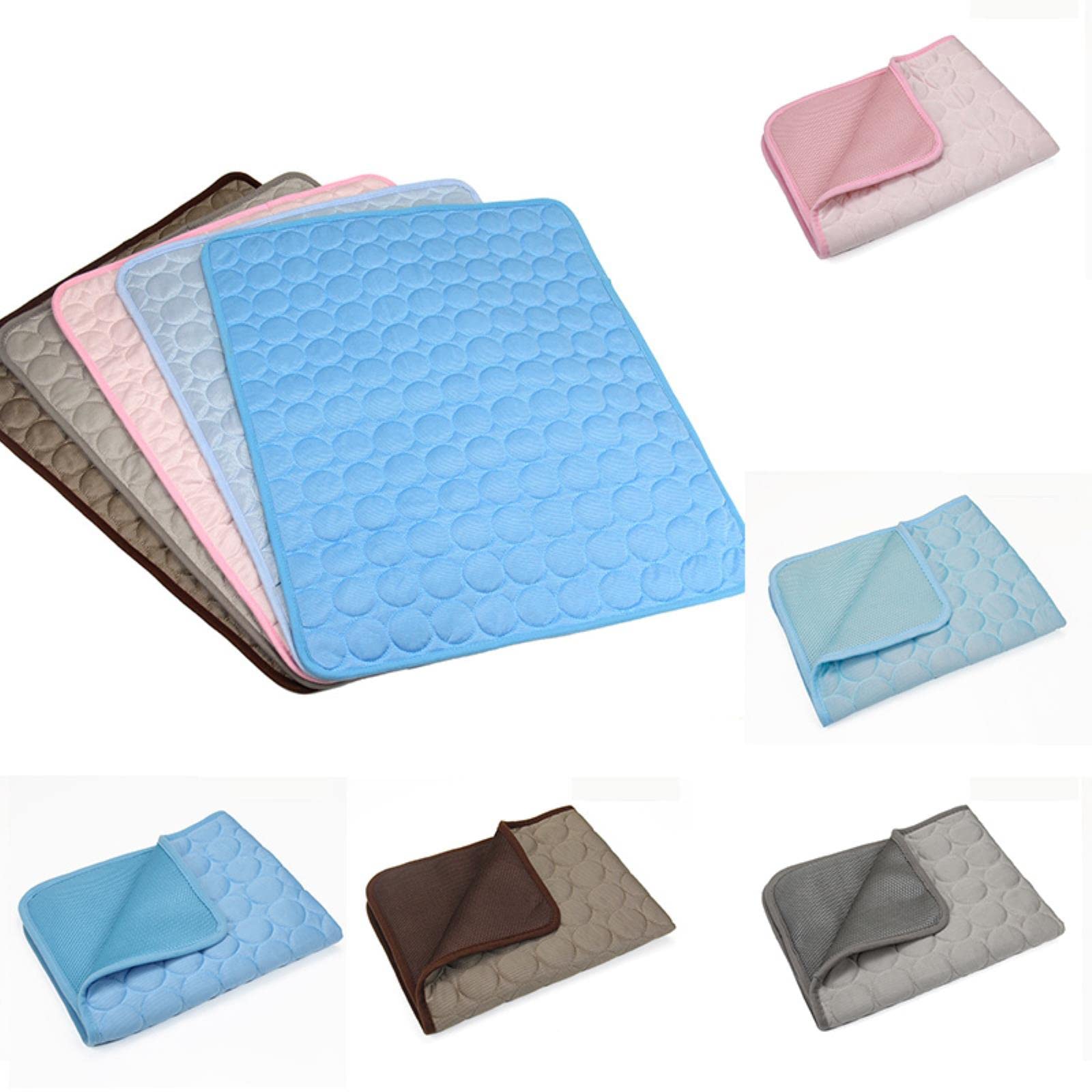 KOOBS Hundedecke Hundekühler Atmungsaktive Decke Ice Seidenkissen Waschbarer Kissen Sommerkissen Hund Und Katzendecke-Blue,L 70X55Cm