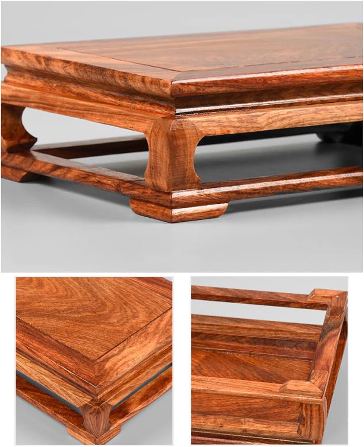 Liudan Vase Pedestal Stand Wooden Vase Base Plant Stand for Indoor Outdoor Plants Flower Holder Stand for Wooden Bonsai Base 2.2 Inch High Rectangular Decoration Worker Bonsai Base