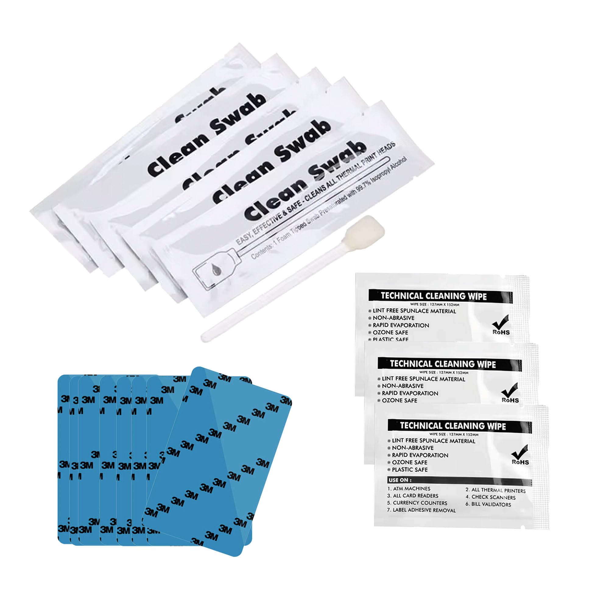 Bodno BB001 Kit de nettoyage pour imprimantes série A – Carte, écouvillon et chiffon