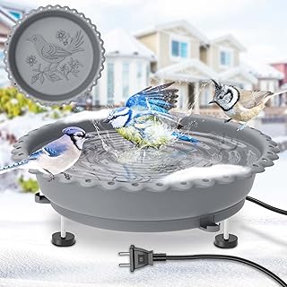 Heated Bird Bath for Outdoors Winter, 100W Thermostat Control Heated Bird Bath for Outside