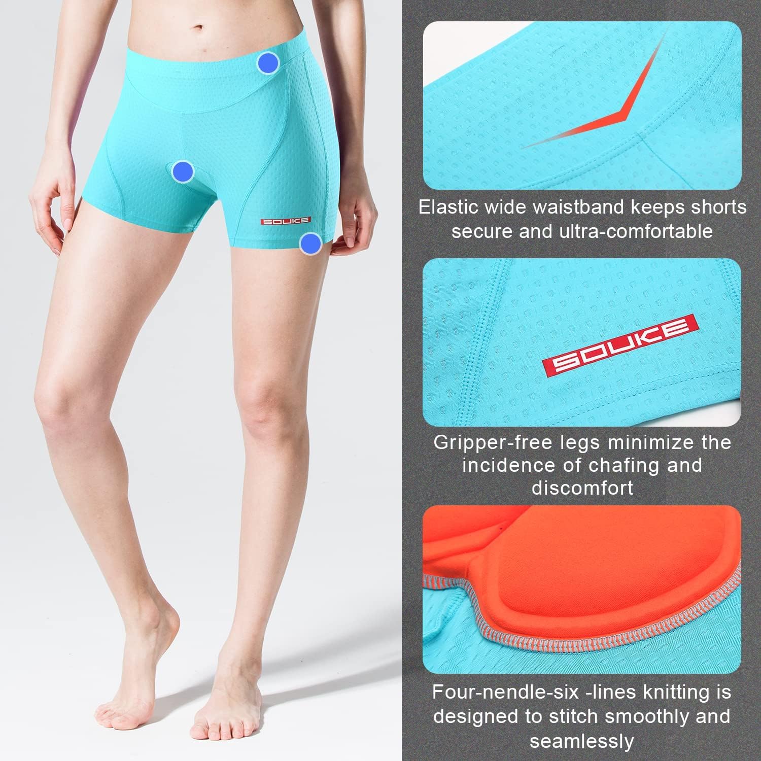 Souke Sports Cuissard de Vélo Femme 3D Rembourré Respirant Séchage Rapide