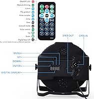 Vista 5 de Luces de DJ, paquete de 2 36 luces LED par luces de escenario con control remoto activado por sonido y control DMX, luces de iluminación