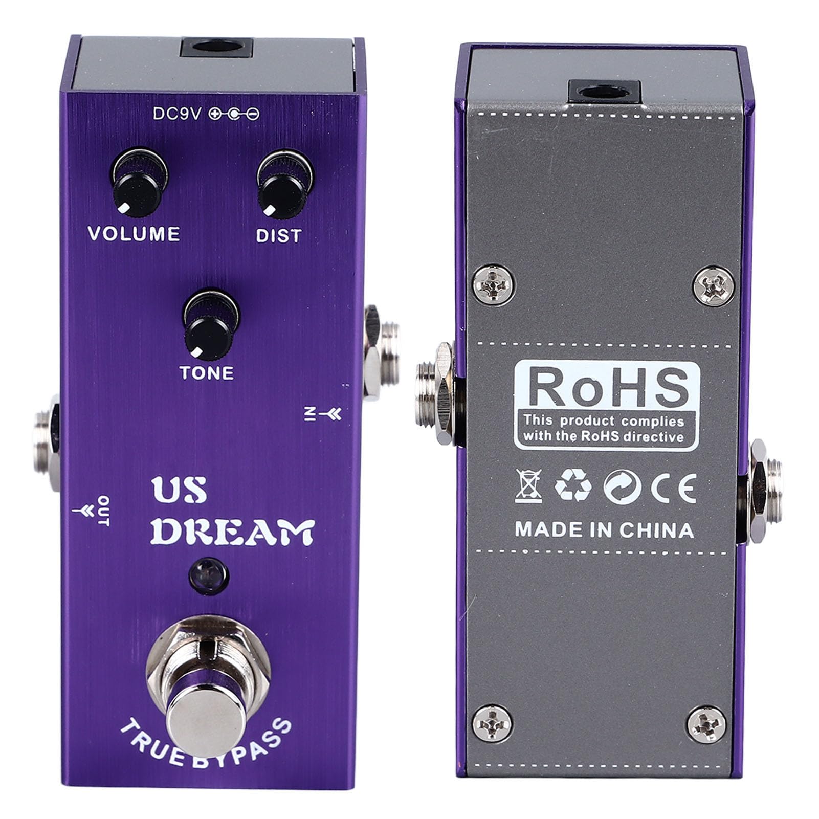 Distorsione di Chitarra Effector, Mini Effetto Pedale True Bypass Metal Shell Toni Multiple Chitarra Elettrica Effetto Pedale Manopola Regolazione per Chitarre Elettriche (AN?03