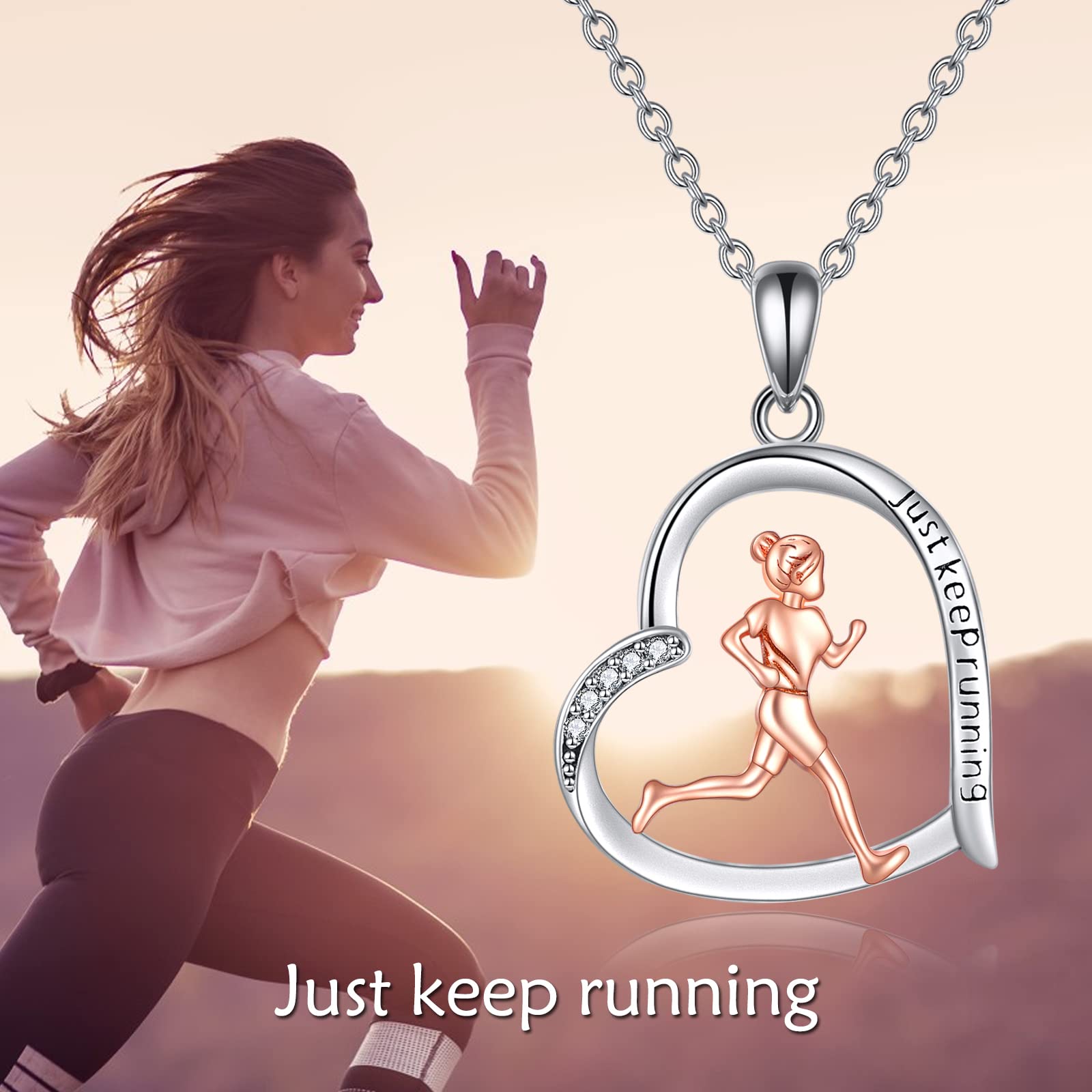 DAYLINLOVE Sport Kette 925 Sterling Silber Laufen/Basketball/Volleybal/Softball/Baseball Tennis/Golf/Lesen Anhänger Halskette Inspirational Schmuck Geschenke für Mädchen