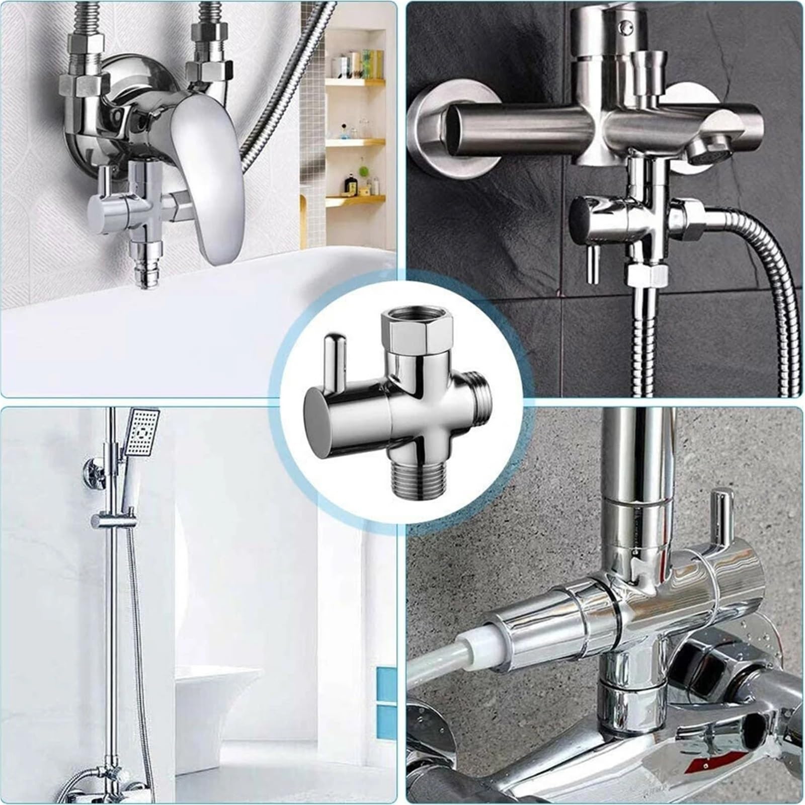 Válvula desviadora de 3 vías for jardín, hogar, cocina, grifo mezclador, válvula ángulo, adaptador en T, G1/2 para Fregadero, Cocina y Baño