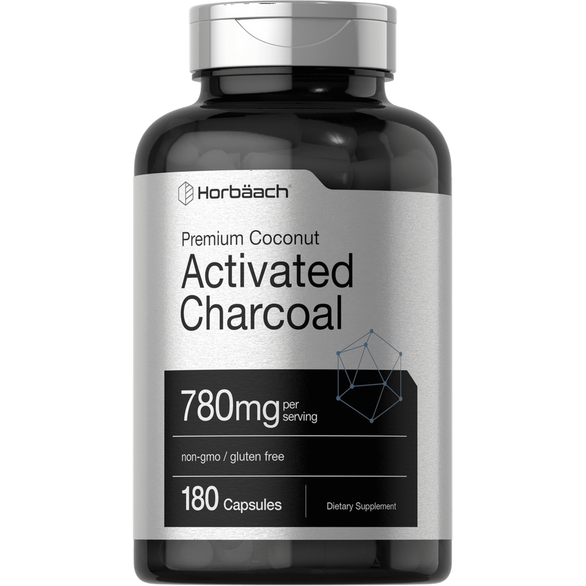 IKJ Activated Charcoal 780mg | 180 Capsules | from Coconut Shells