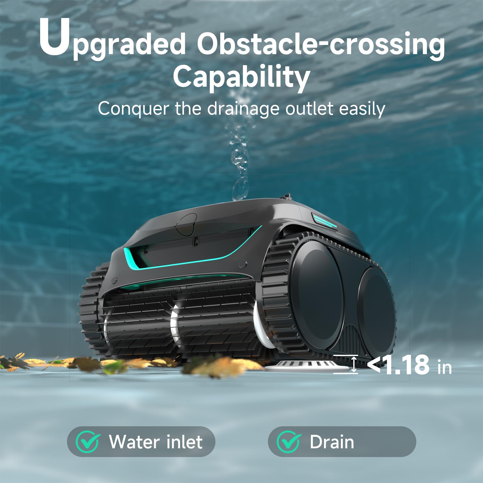 (2026 Upgraded) WYBOT C2 Cordless Pool Vacuum Robot, Dual Filtration, Wall Climbing & Waterline Cleaning, App Scheduling, Pool Cleaner for Inground/Above Ground -2152 Sq.ft, Obsidian-Black — view 7