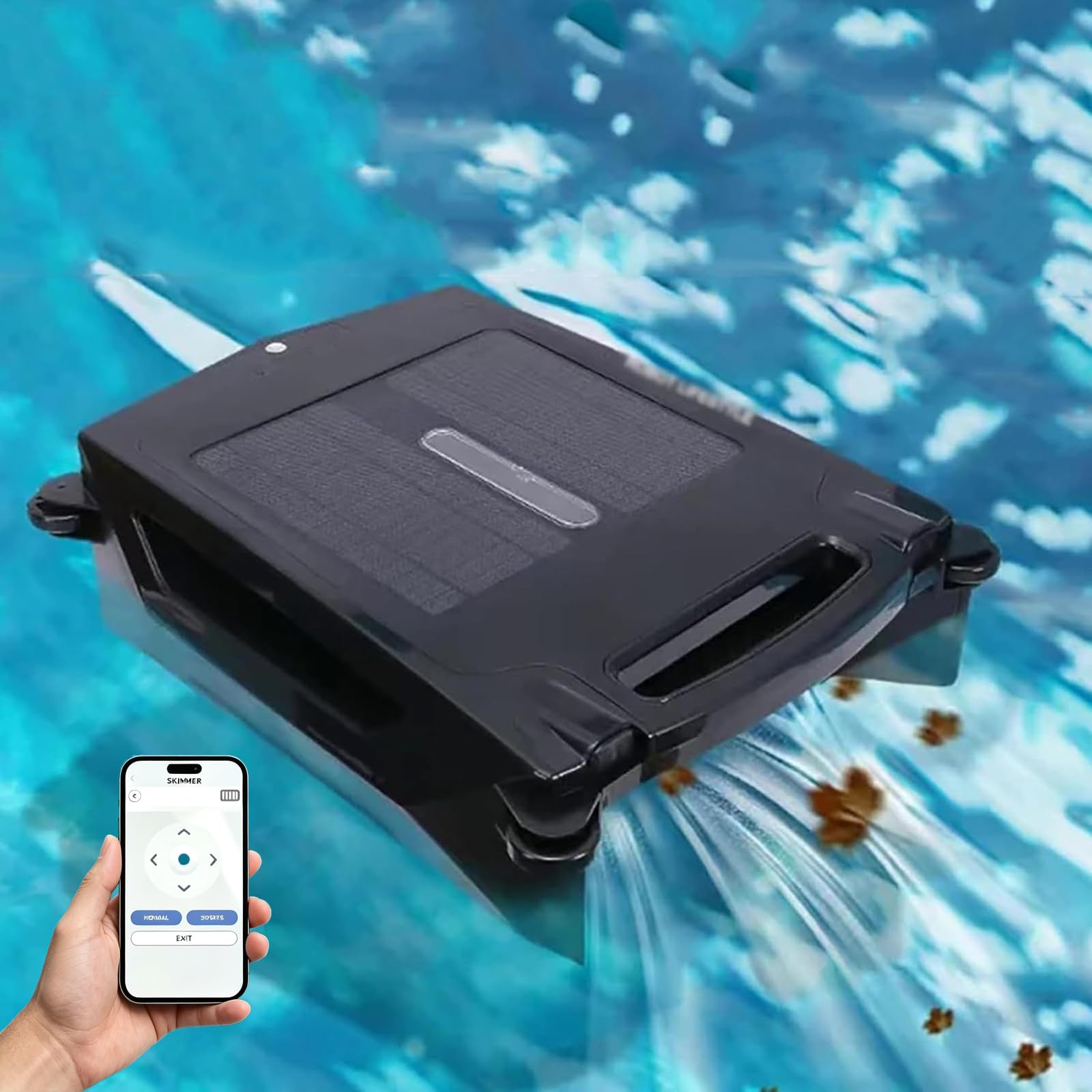Robotic Solar Pool Skimmer Cleaner, Automatic Cordless Solar Powered Robot Cleaner with Dual Charging Modes 24/7 Cleaning for All Pools Smart Obstacle Avoidance