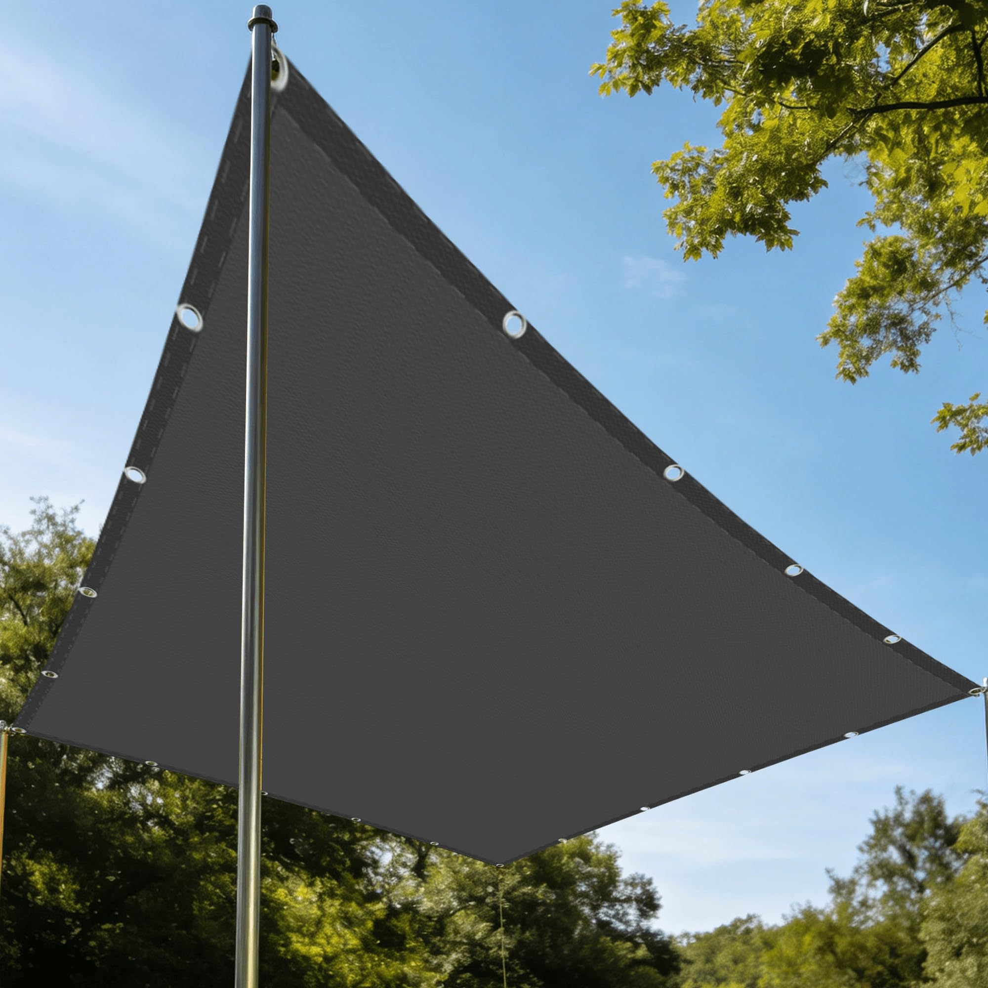 Voile d'ombrage extérieur imperméable 1.4x3m gris foncé anti-UV balcon