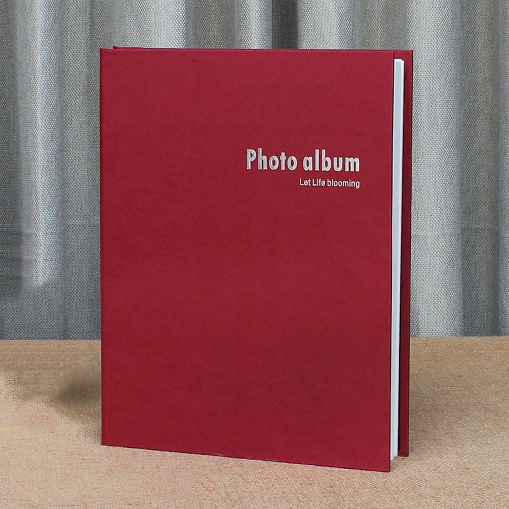 Baby growth album / album diy handmade creative self-adhesive coated film album / family photo album / couple romantic gift album / ( Color : Wine red , Style : Black pages )