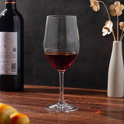 Miniatura 3 de Juego de 6 copas de vino de plástico acrílico (12.5 onzas), copas de vino irrompibles con tallo, aptas para lavavajillas, sin BPA (transparente,
