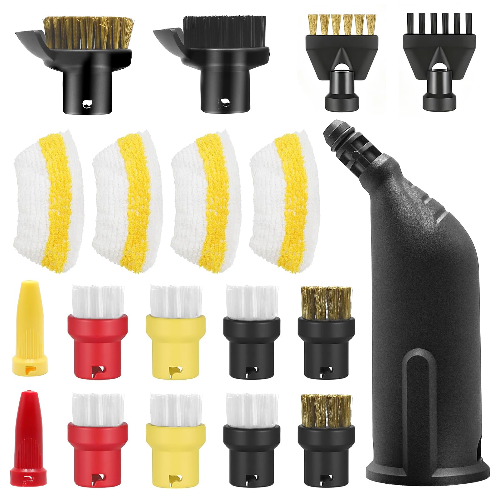 Akcesoria do czyszczenia parą do Kärcher Easyfix SC1 SC2 SC3 SC4, zestaw części zamiennych zawiera rozszerzoną dyszę, okrągłą szczotkę, szczotkę do wspólnej szczotki, ściereczkę z mikrofibry, skrobak