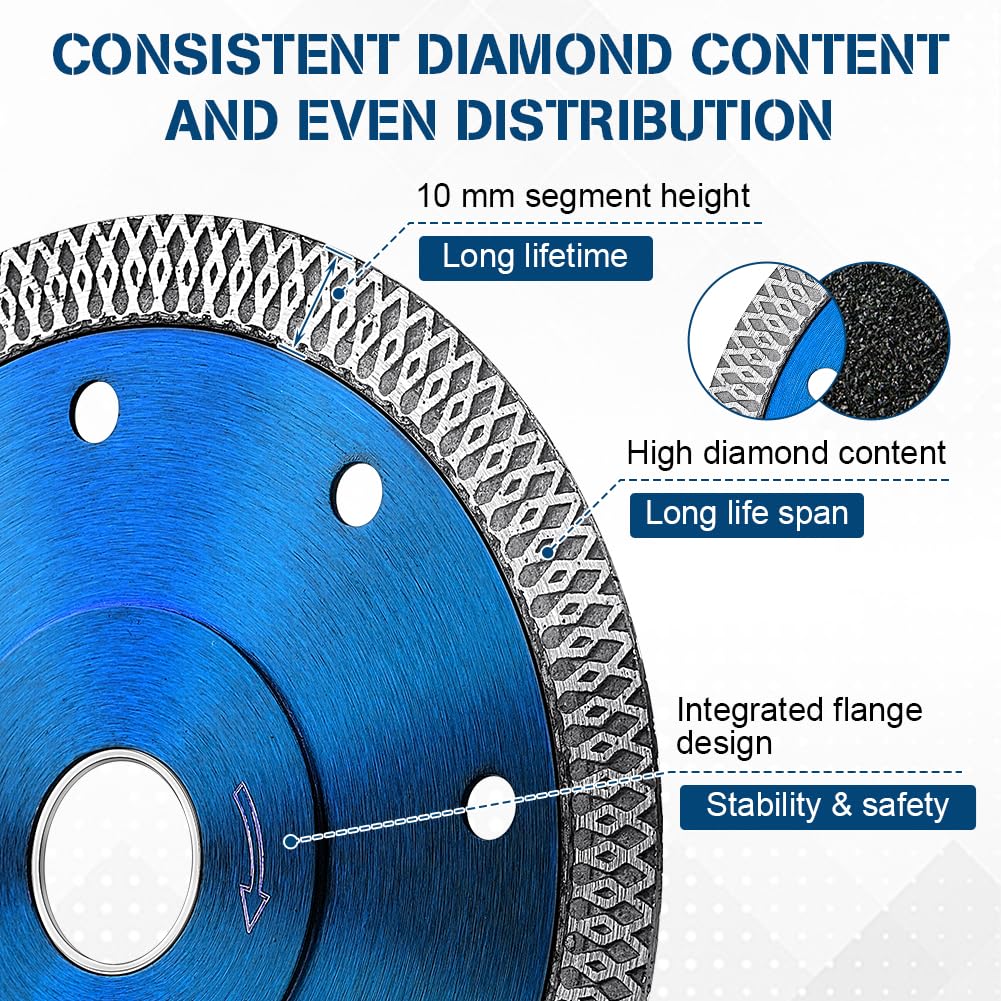 Flintronic 125mm Diamond Cutting Discs for Angle Grinder Super Thin Diamond Saw Blade, Clean Cut on Porcelain, Tiles, Granite - Image 3