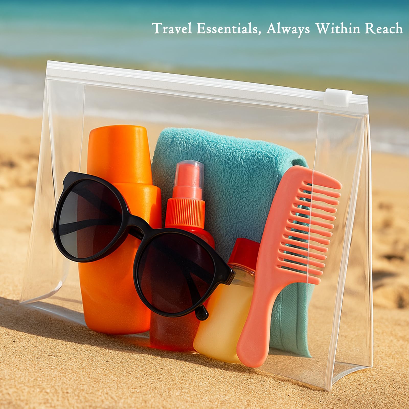 Circloophs Bolsa de maquillaje transparente, paquete de 80 bolsas de cosméticos grandes con cremallera, bolsas de viaje aprobadas por la TSA, bolsas de viaje a granel para artículos de tocador