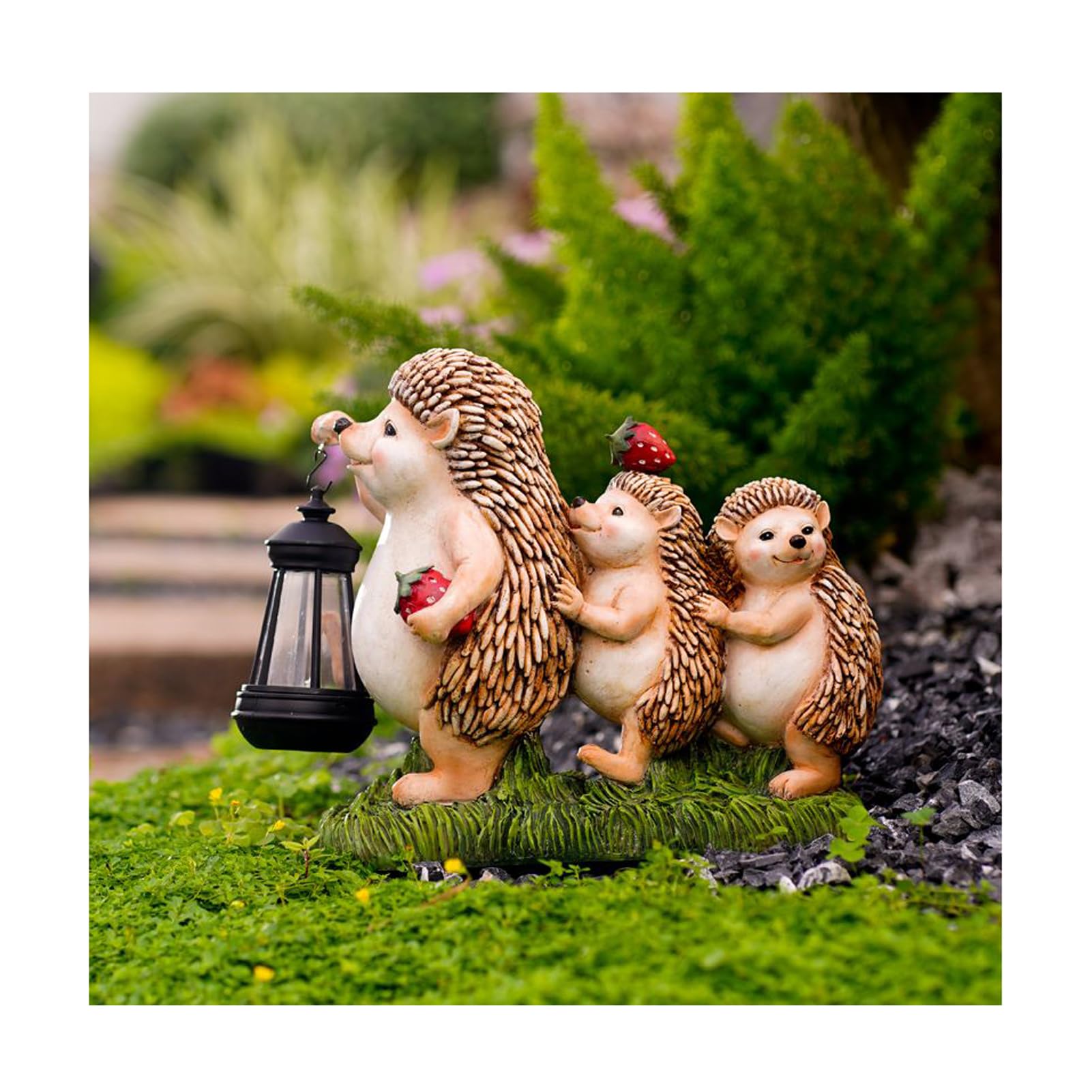Uziqueif Hedgehog Outdoor Solar Powered Garden Lights, Waterproof Resin Statues Holding Solar Lanterns Outdoor Decorations For The Garden Patio Balcony Yard Lawn Decor, Gardening Accessories,