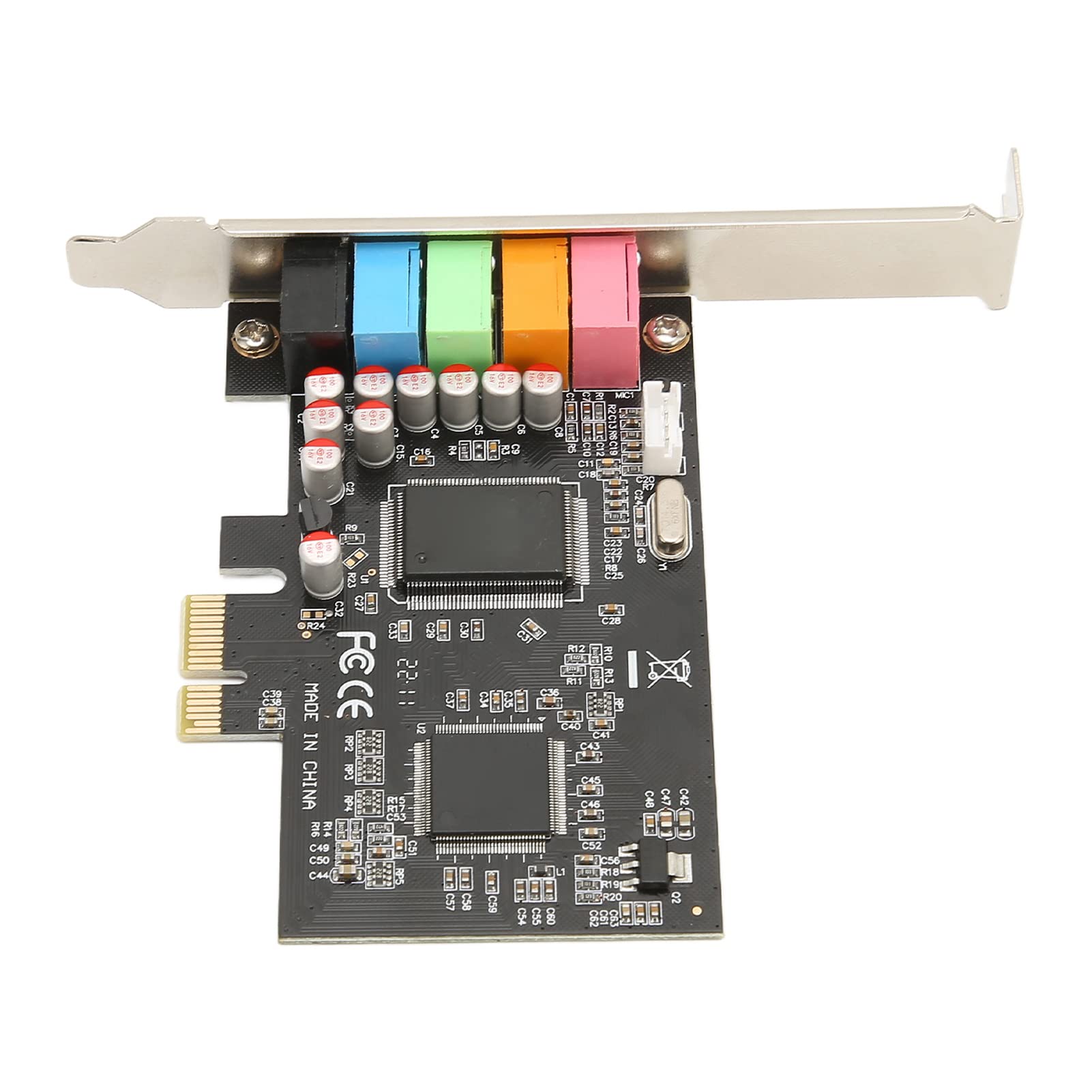 Scheda PCIE 5. - Riproduzione e Registrazione Surround a 6, Scheda Interna 24 Bit 48 KHz per PC, Accessori per Computer di Alta qualità, Porta PCI Expr