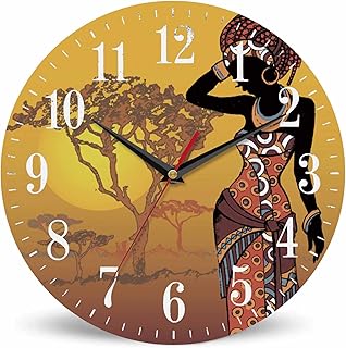 Mxocom African Woman Wall Clock Beautiful Black Woman with Ethnic Dress ...