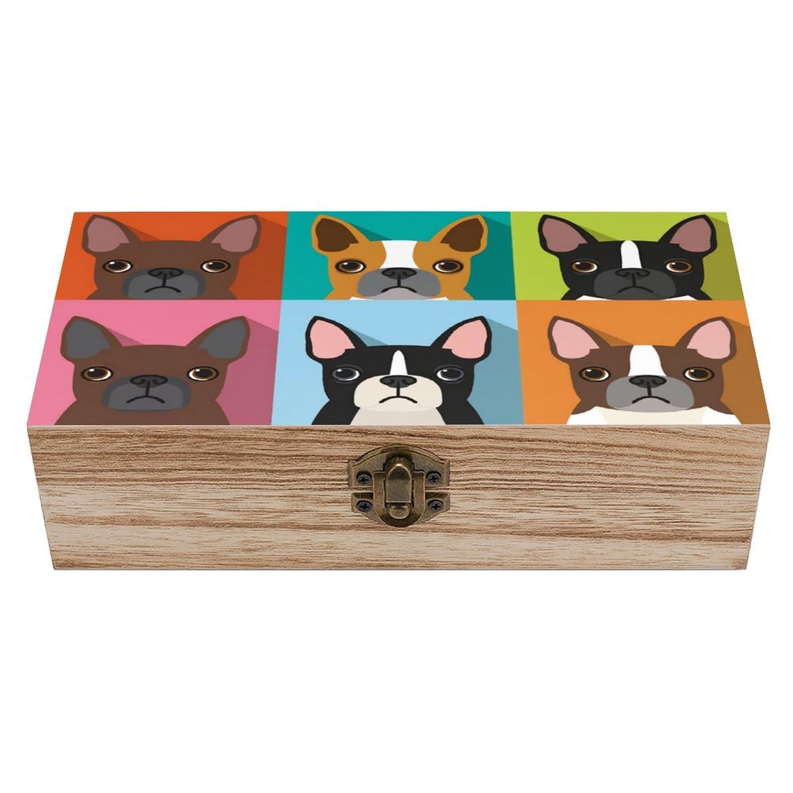 asbwuo Dog Art Vintage Wooden Keepsake Box