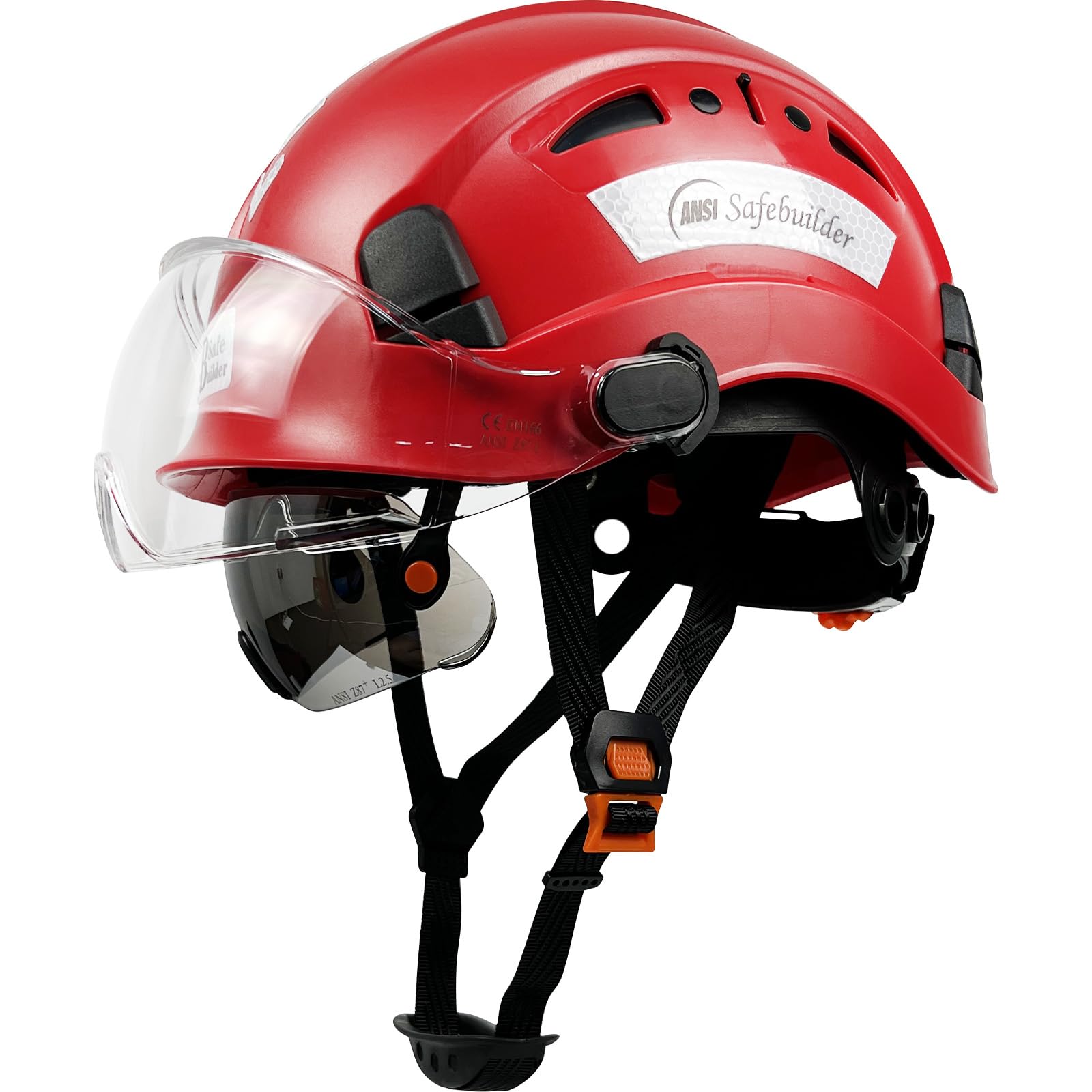 Industrial Safety Helmet with Visor ABS Hard Hat with Visor Adjustable Ventilation Hardhats Construction Head Protection ANSI Z89.1