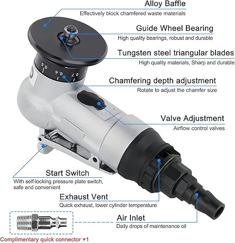 Miniatura 2 de Mini máquina de biselado 2 en 1, herramienta de chaflán de aire, herramienta de desbarbado para madera de metal, herramientas neumáticas, pequeñas