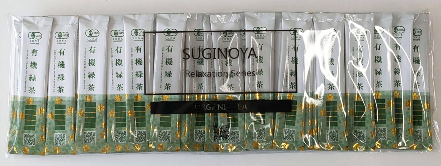SUGINOYA ORGANIC STICK TEA 有機緑茶粉末茶 0.5g&times;30本入&times;5袋・安心のオーガニックスティックティー