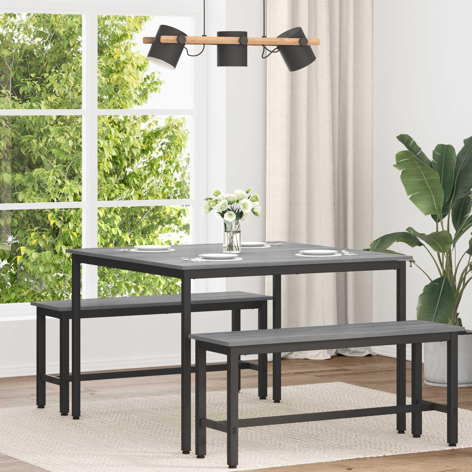 Table de cuisine moderne style industriel pour repas conviviaux en famille