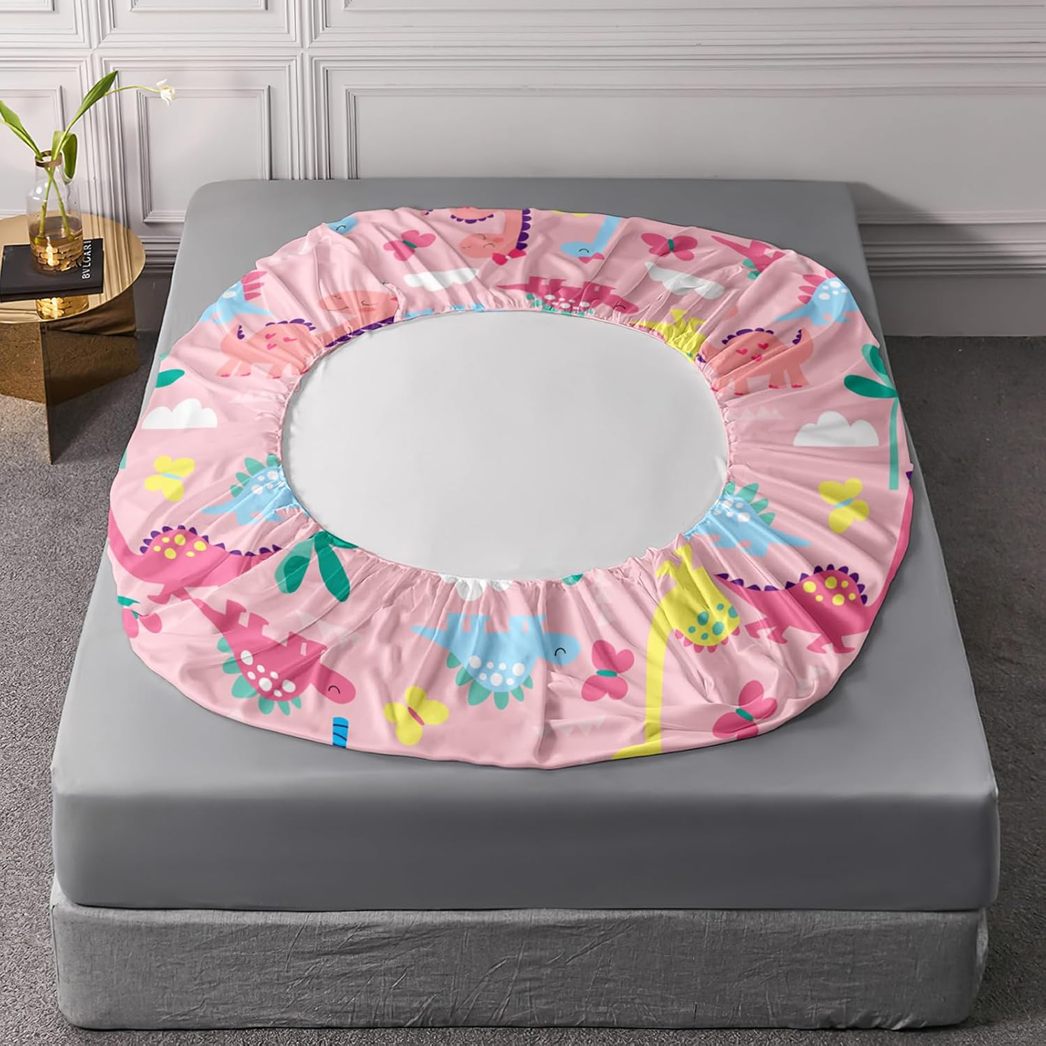 Axolotl Cute Dinosaur Sheets Full Size,Girls Dinosaurs Sheet Set,Dinosaur Bedding Dino Fitted Sheets for Kids Girls Teens with 2 Pillowcases,Pink