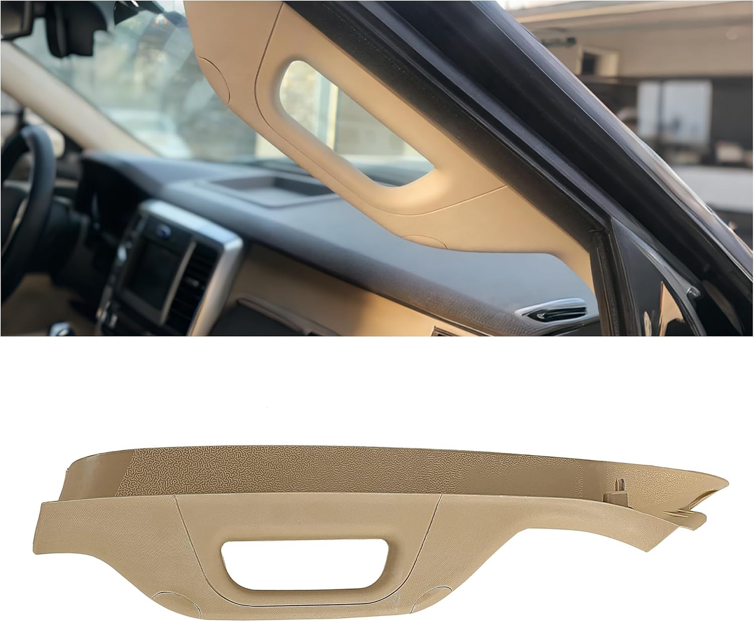 HECASA A Pillar Grab Handle Interior Trim Right Passenger Side Compatible with 2011-2016 Ford F-250 F-350 F-450 F-550 Super Duty Replacement for BC3Z-2503598-AA - Tan