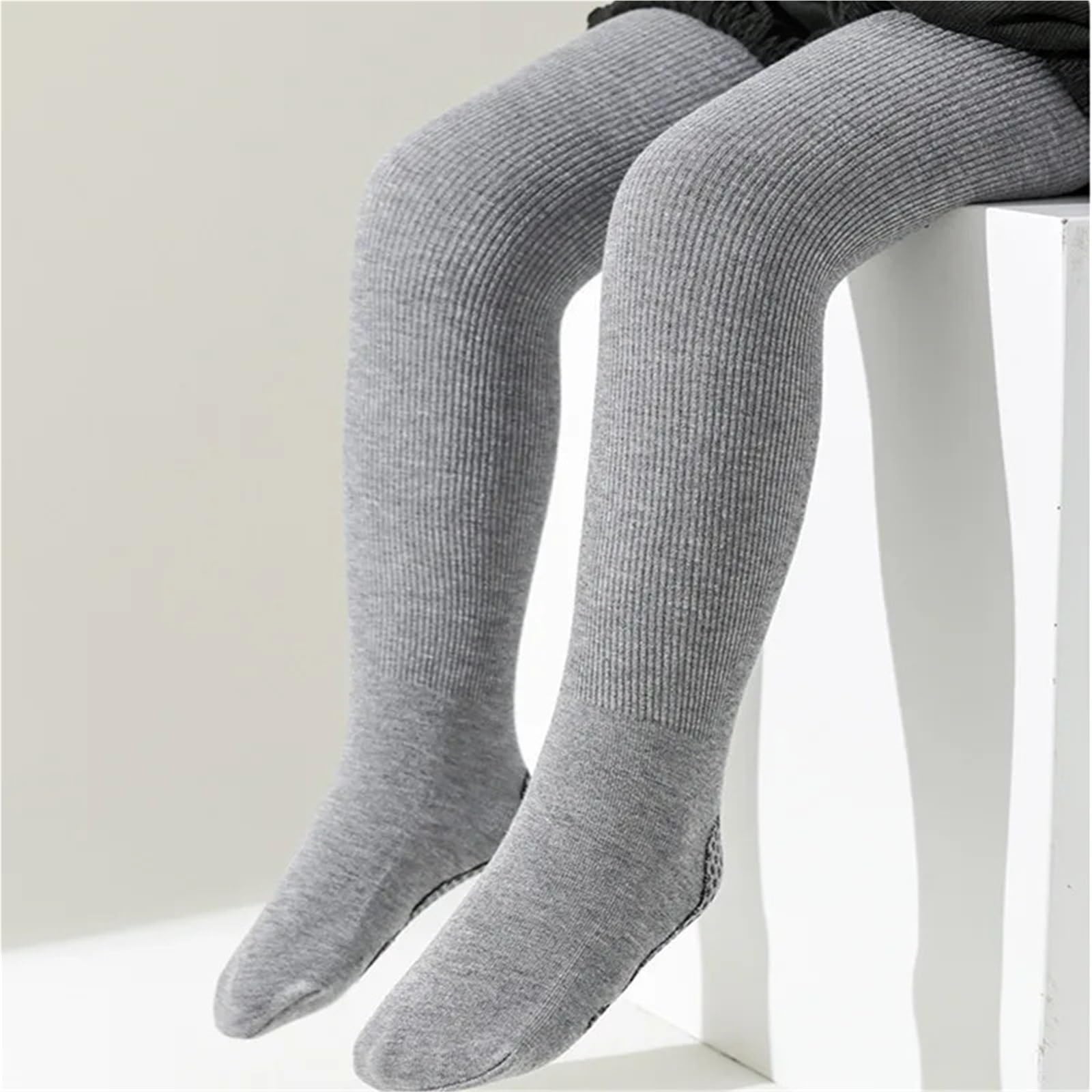 Medias Sólidas for Niñas - Medias de Baile Antideslizantes | Leggings cómodos y elásticos for 3-15 años(Black,12-15Y(XXL))