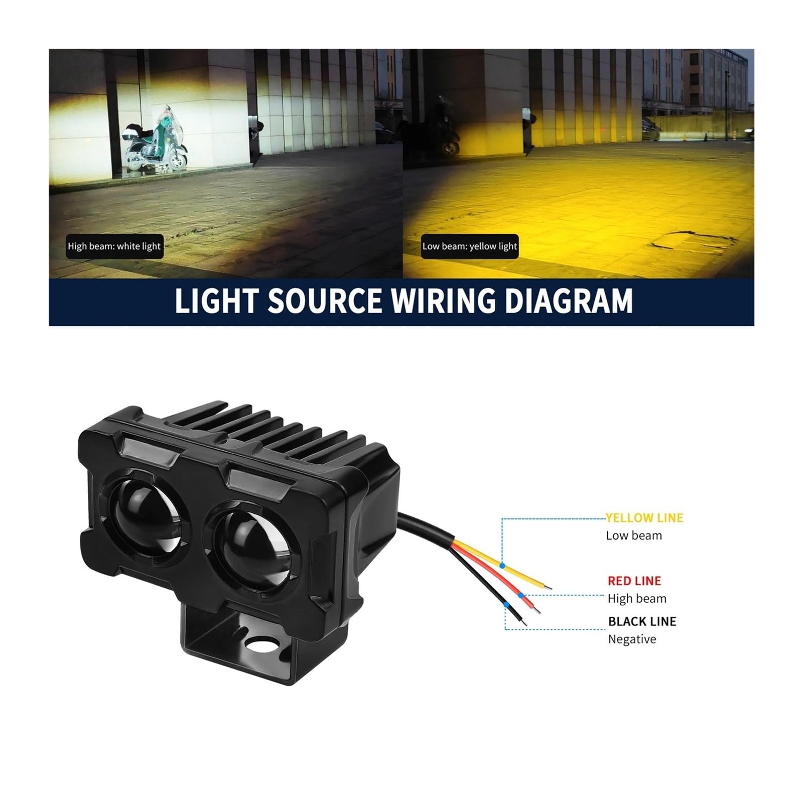 Faretti Moto Faretto Ausiliario A LED Per Moto Faro Fendinebbia Giallo Bianco 12V 20W 5500LM Per Auto ATV Per Camion Biciclette