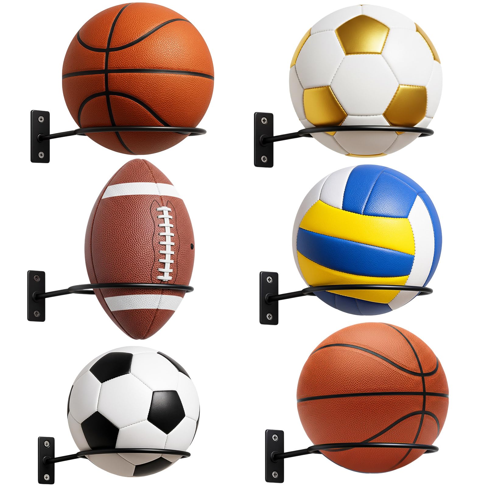 Threan 6 Pieces Basketball Holder Wall Mount