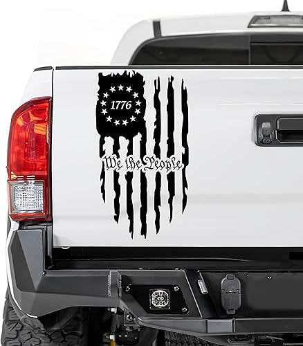 Calcomanía negra de We The People con la bandera estadounidense para camión, calcomanía de vinilo para puerta trasera de camión, calcomanía de