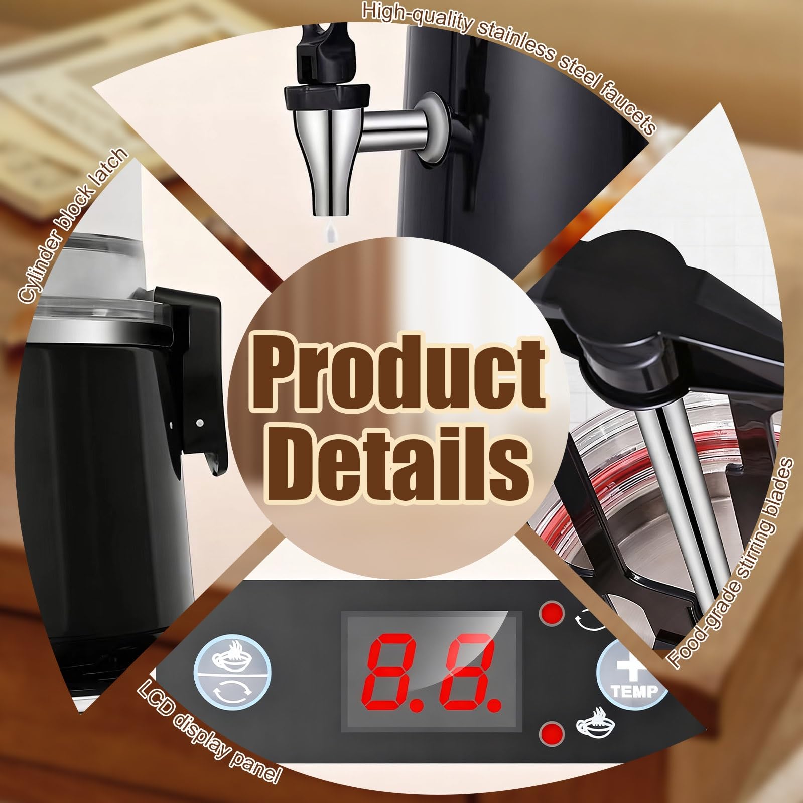 Cioccolatiera professionale, cioccolatiera elettrica da 10 litri, controllo della temperatura, agitazione automatica, acciaio inossidabile(10L)