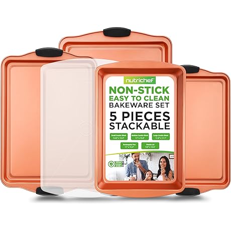 NutriChef 5-Piece Stackable Baking Pans Set