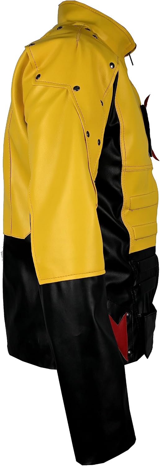 Flash Men Yellow and Black Pu Faux Leather Jacket