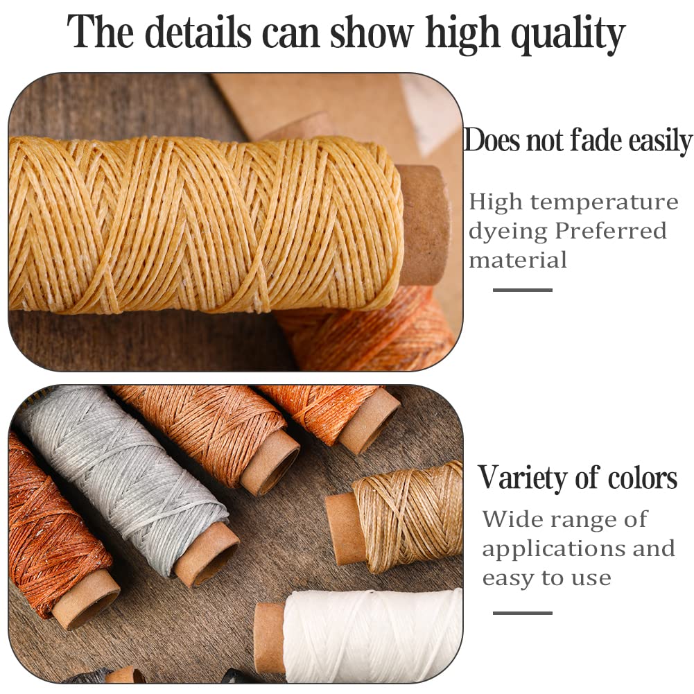 BUTUZE Hilo encerado de cuero de 330 yardas – 150D 33 yardas por hilo de costura para manualidades de cuero, encuadernación, reparación de zapatos, costura de cuero