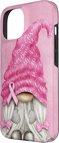 Miniatura 2 de iPhone 15 - Soporte rosa contra el cáncer con gnomo para el caso de concientización sobre el cáncer de mama