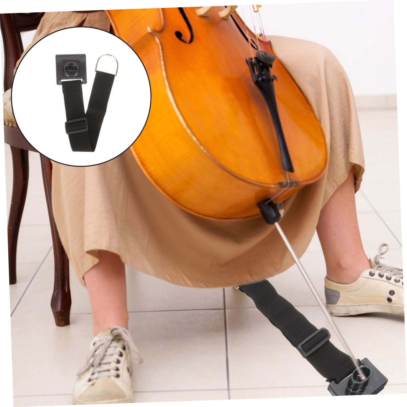 COSMEVIVI Cello Endpin Rest Holder Anchor Rest for Cello Non-slip Mat Adjustable Strap for Easy Storage