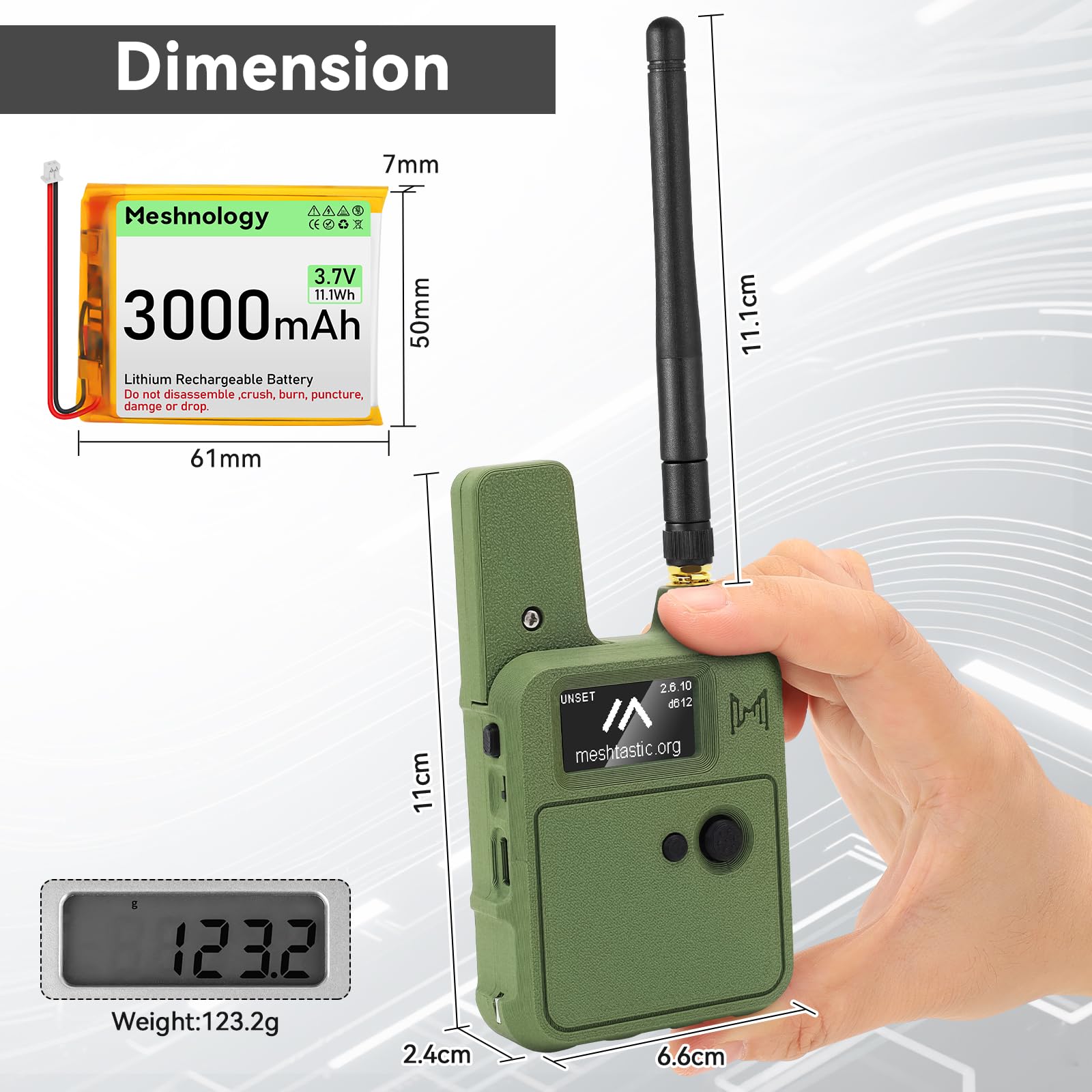Wio Tracker L1 Carte avec batterie 3000 mAh et étui – SX1262 nRF52840 Kit pour Ar Duino Mesh Tastic Lo Ra, Blue Tooth 5.0, GPS GNSS, OLED 1,3", batterie de type C à charge solaire (N37
