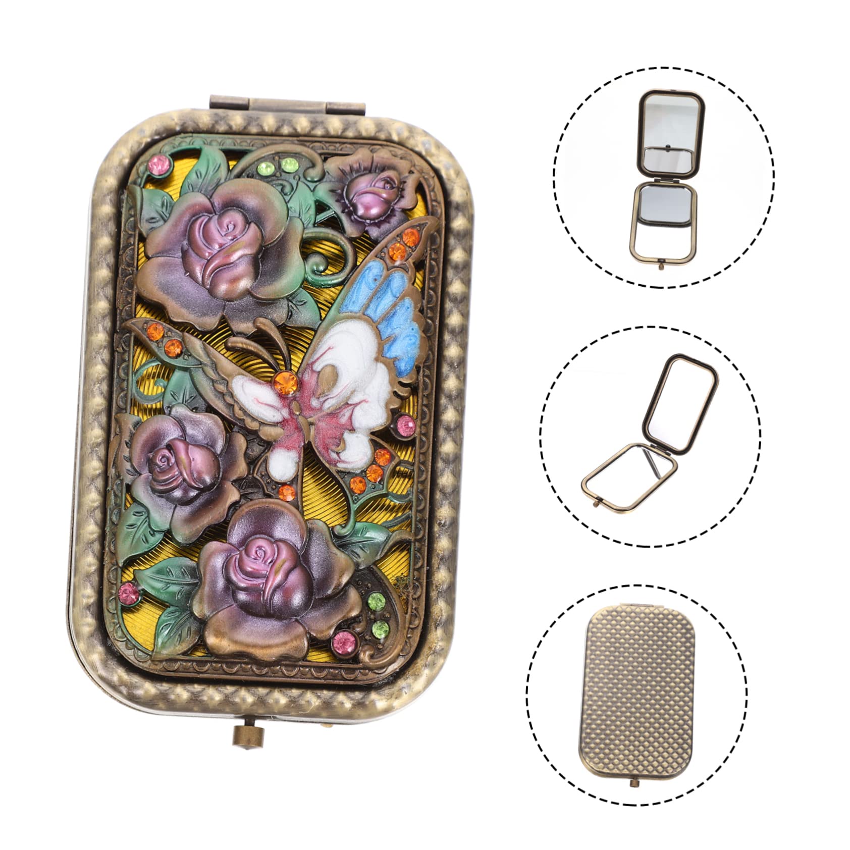 FRCOLOR 3stücke Kompakter Retro-kosmetikspiegel Doppelseitiger Faltbarer Make-up-Spiegel Für Unterwegs Für Taschen Und Reisen Leicht Und Praktisch Für Jederzeit Makelloses Make-up