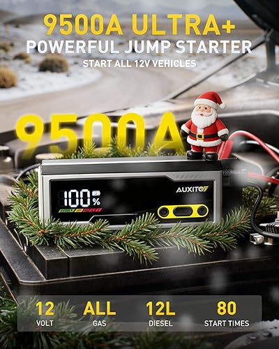 Miniatura 2 de AUXITO Arrancador de batería de automóvil de 9500 A, arranque de batería de automóvil de 12 V, hasta todo el motor diésel de gasolinatodo con