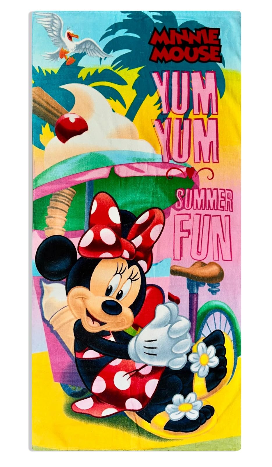 Disney Minnie Mouse Serviette à Capuche Motif Fleurs Rose Rouge