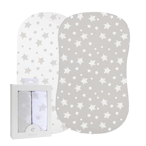 Ely's & Co. Juego de sábanas de moisés, 2 unidades, 100% algodón de jersey para bebé niña y bebé, diseño de estrellas dibujadas en color marrón